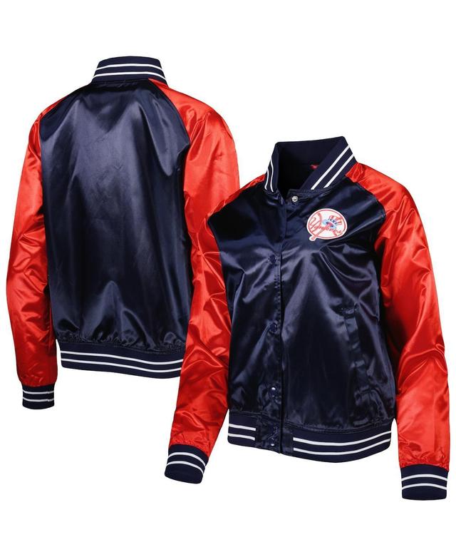 Womens Mitchell & Ness Navy New York Yankees Team 2.0 Satin Raglan Full-Snap Jacket Product Image