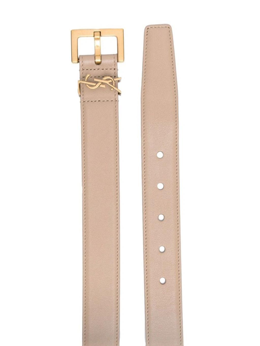 SAINT LAURENT Beige Cintura Monogram Belt Product Image