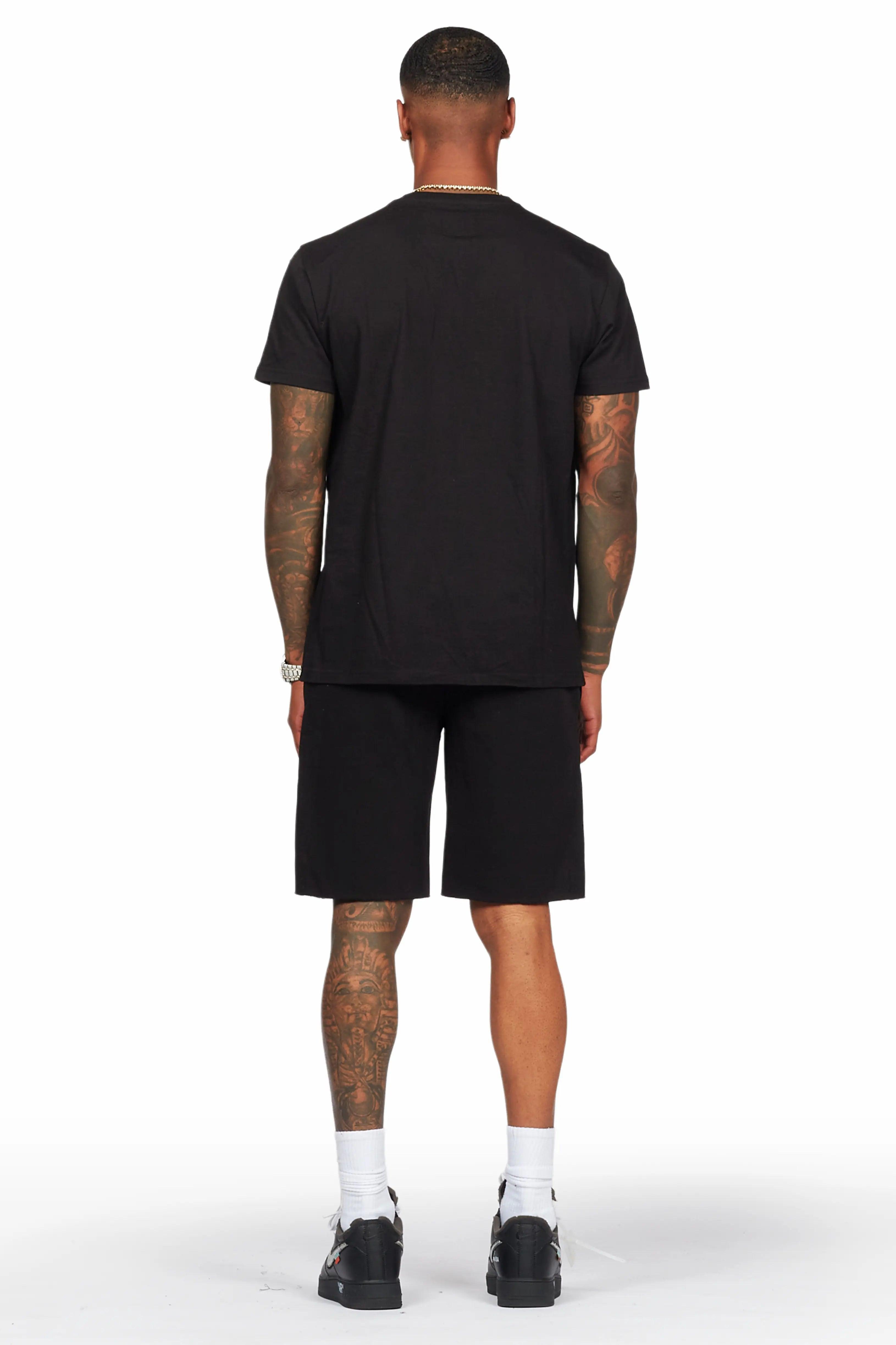 Waves Black T-Shirt/Short Set Male Product Image