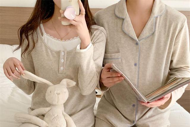 Couple Matching Plain Pajama Top / Pants / Dress / Set Product Image