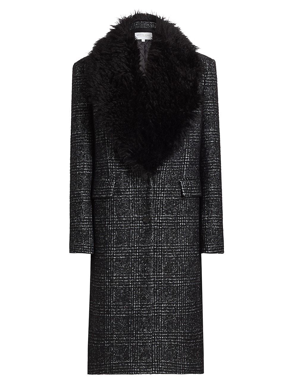 Womens Glen Plaid Wool-Blend Chesterfield Coat Product Image