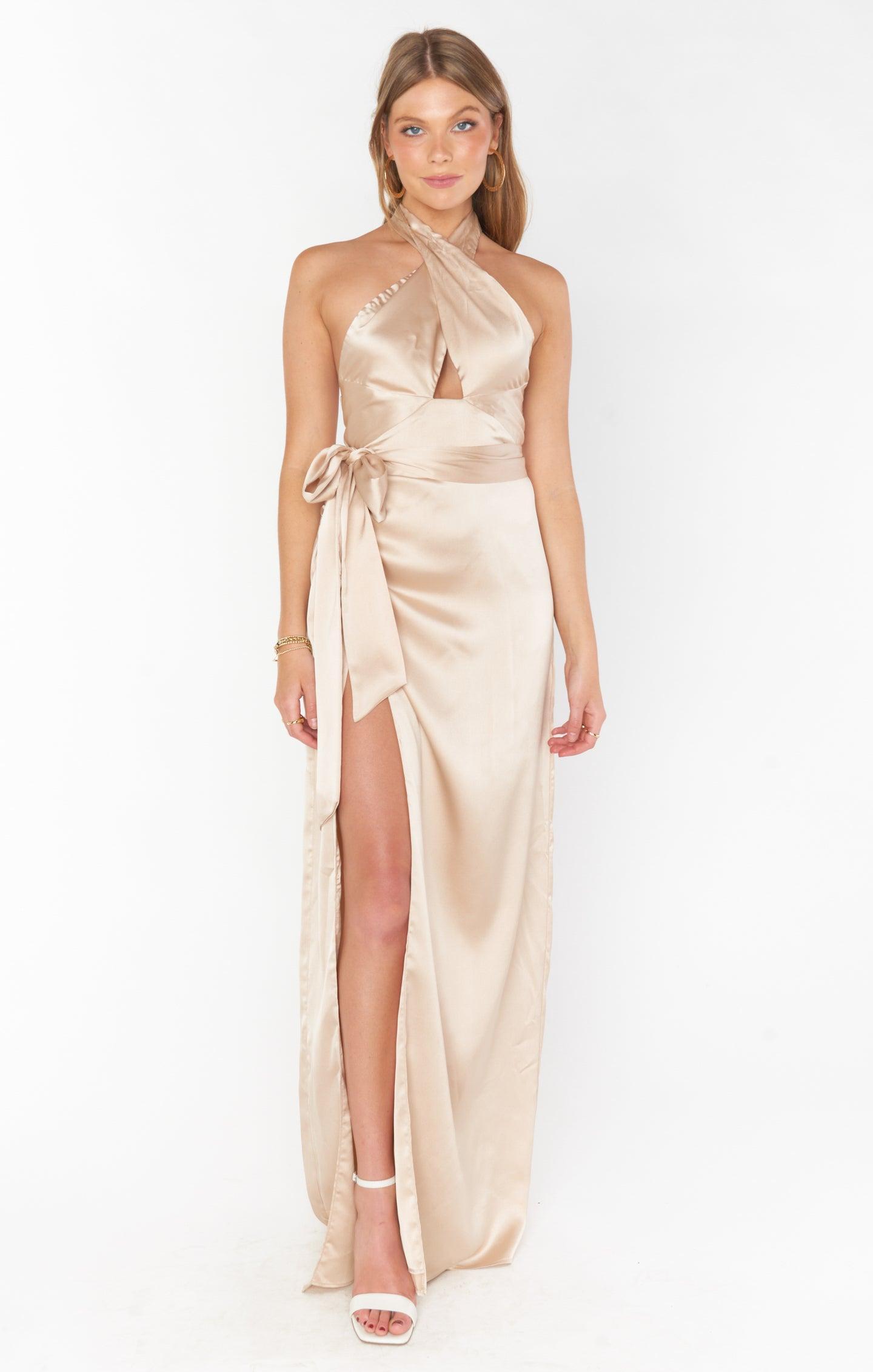 Adele Halter Maxi Dress ~ Champagne Luxe Satin product image