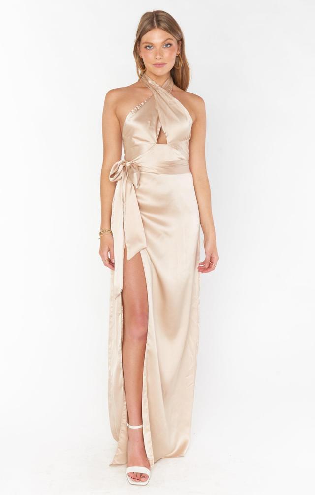 Adele Halter Maxi Dress ~ Champagne Luxe Satin Product Image