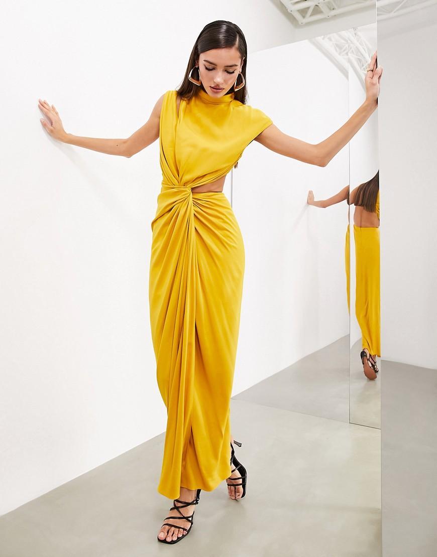 ASOS EDITION draped and slashed high neck maxi dress Product Image