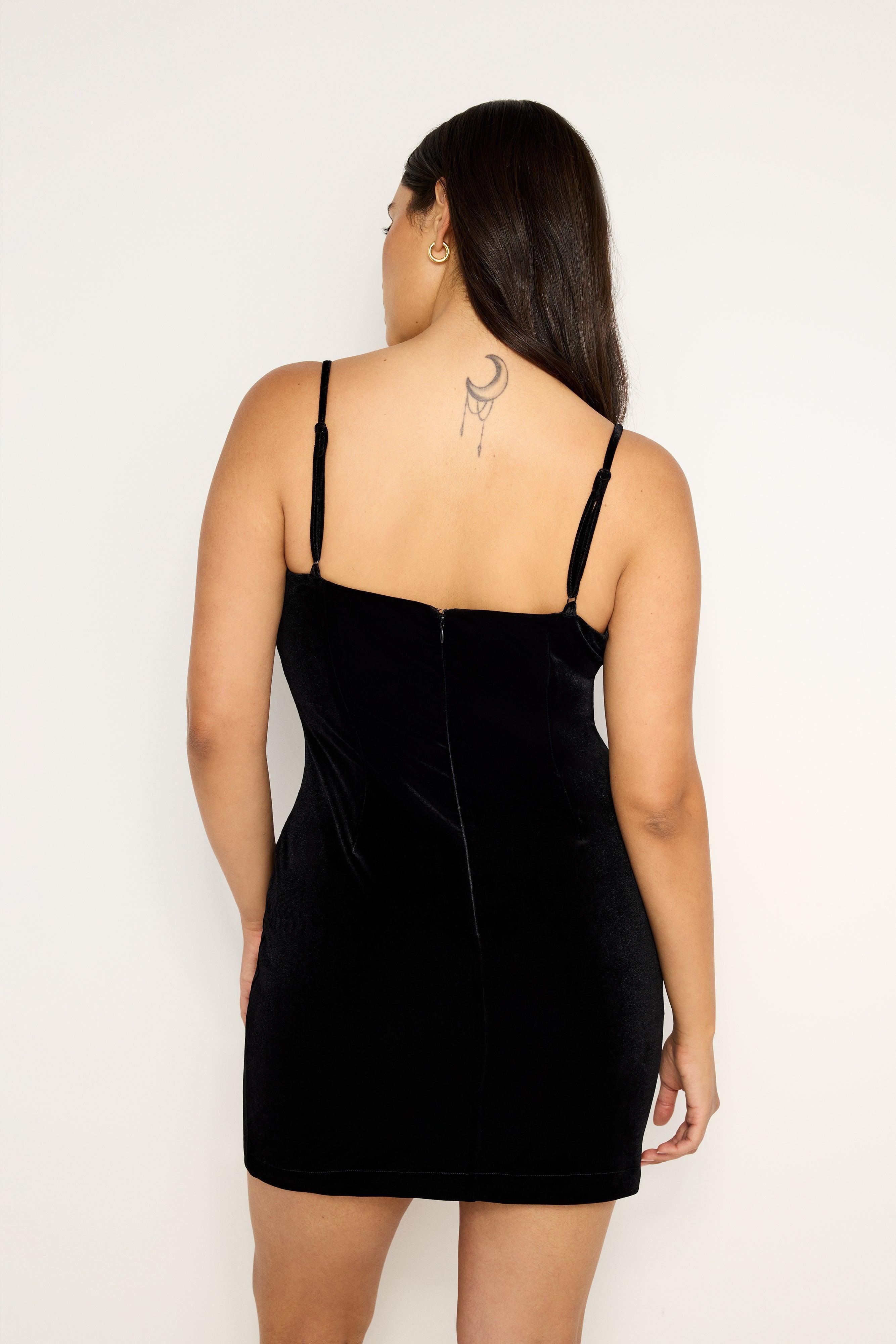 VELVET MINI DRESS | BLACK001 Product Image