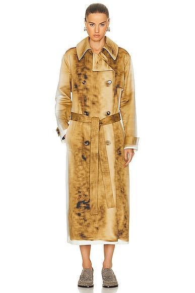 Loewe Blurred Print Trench Coat in Beige Product Image