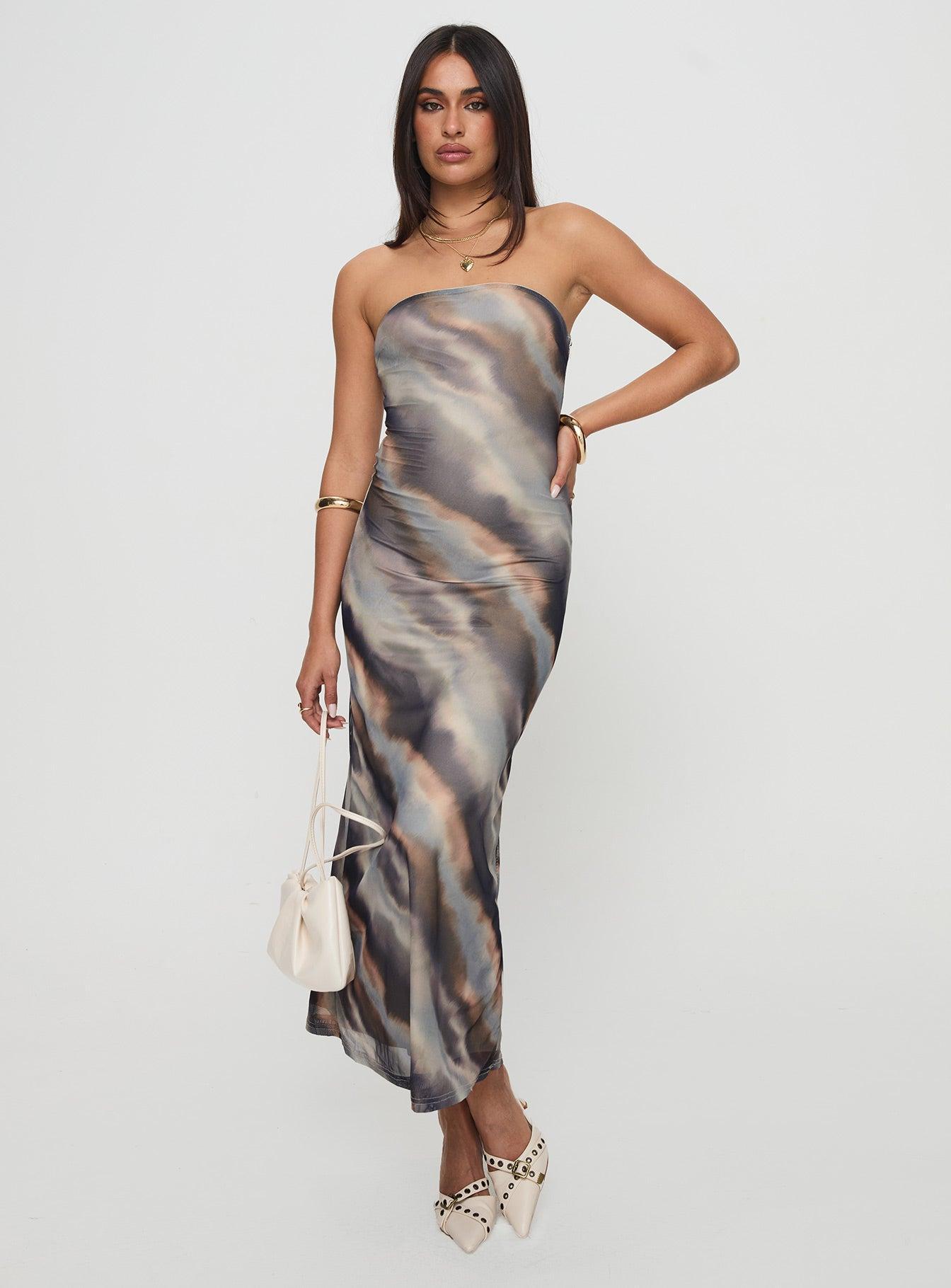 Pinacle Strapless Maxi Dress Brown Product Image