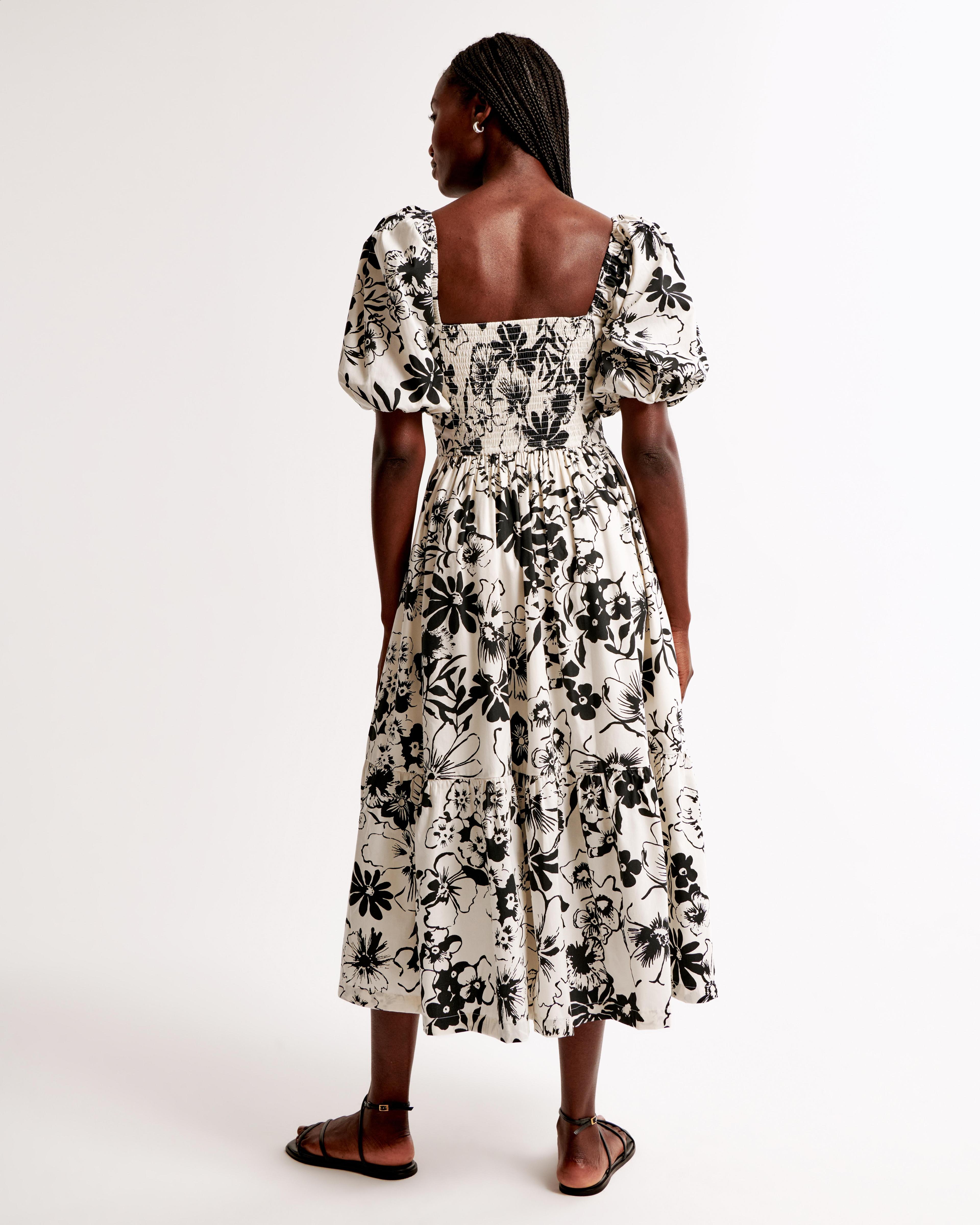 The A&F Emerson Poplin Puff Sleeve Midi Dress Product Image