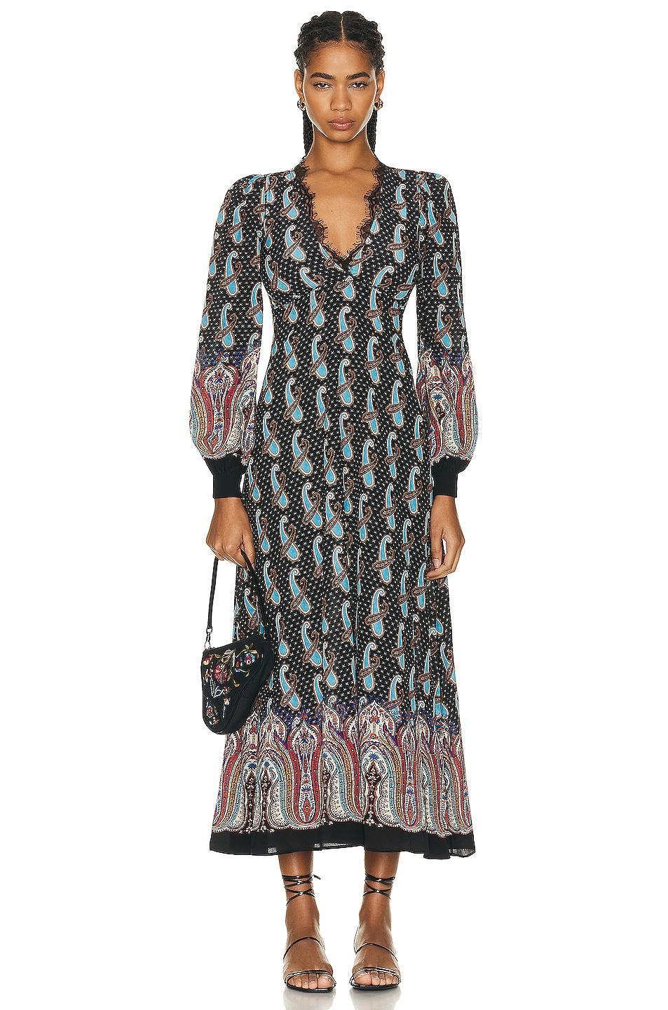 Etro Long Sleeve Maxi Dress in Black Product Image