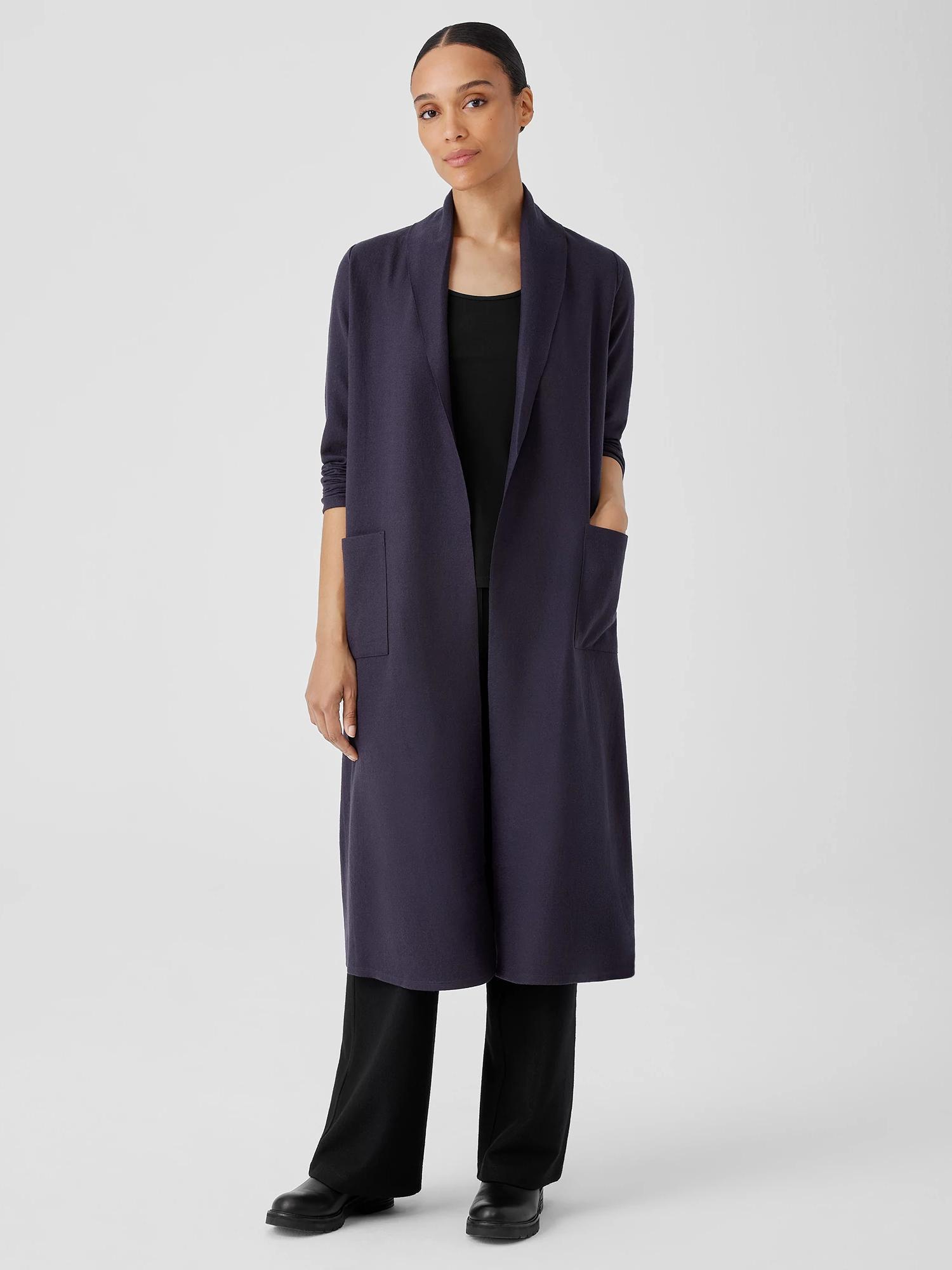 EILEEN FISHER Boiled Wool Jersey High Collar Jacketfemale Product Image