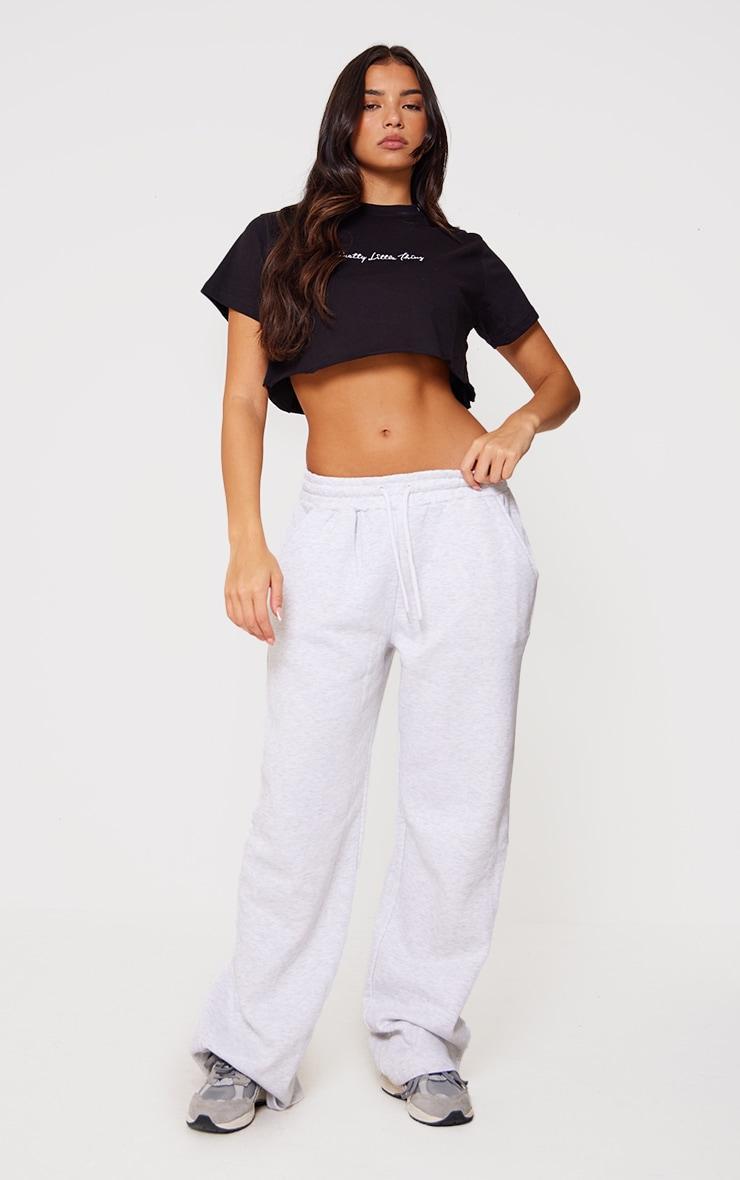 PRETTYLITTLETHING Cotton Black Oversized Crop T-Shirt Product Image