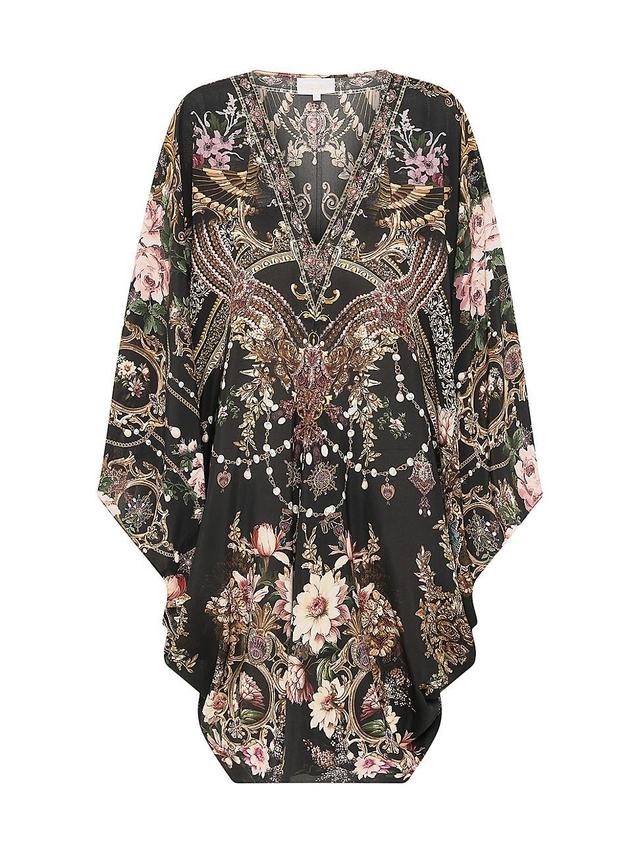 Womens Floral-Print Silk Caftan Product Image