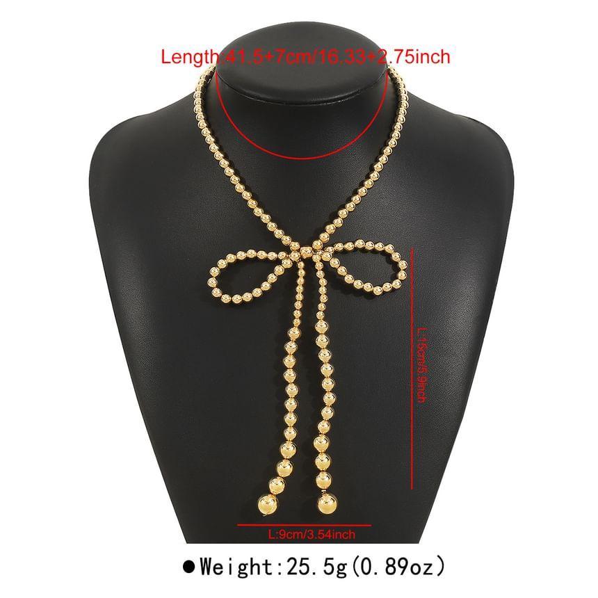 Faux Pearl Bow Necklace Product Image