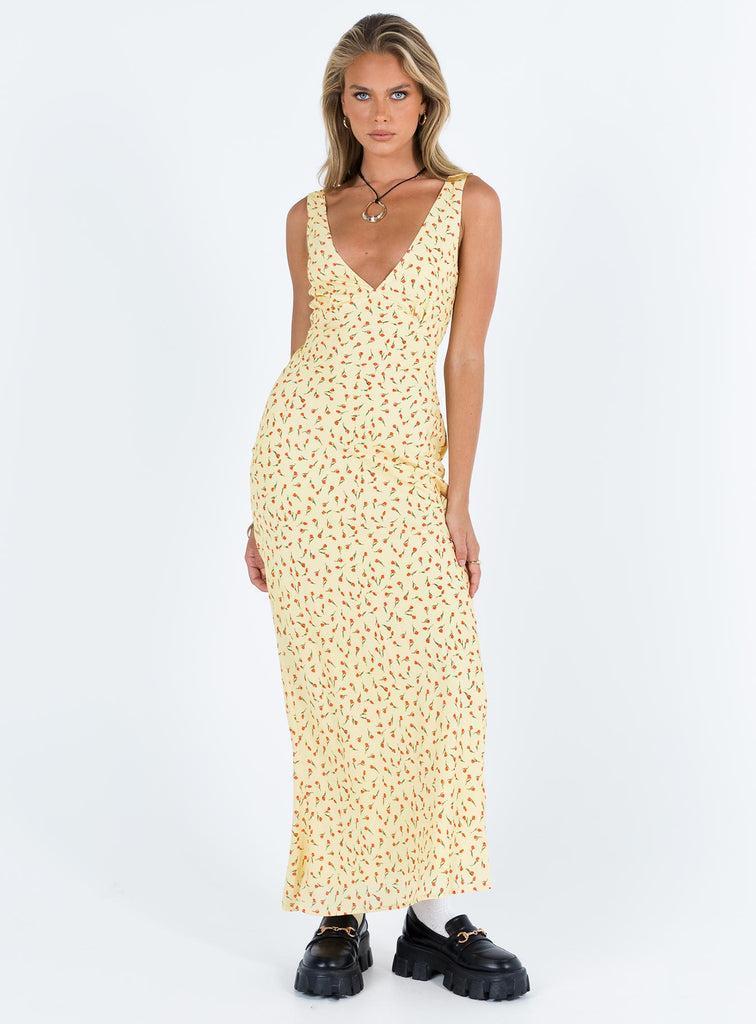 Nellie Maxi Dress Yellow / Red Floral Product Image