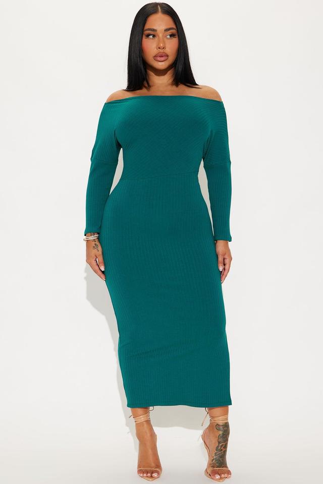 Johana Ribbed Midi Dress - Hunter Product Image