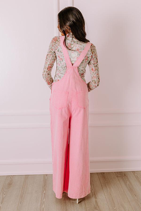 The Meena Denim Overalls In Pink Product Image