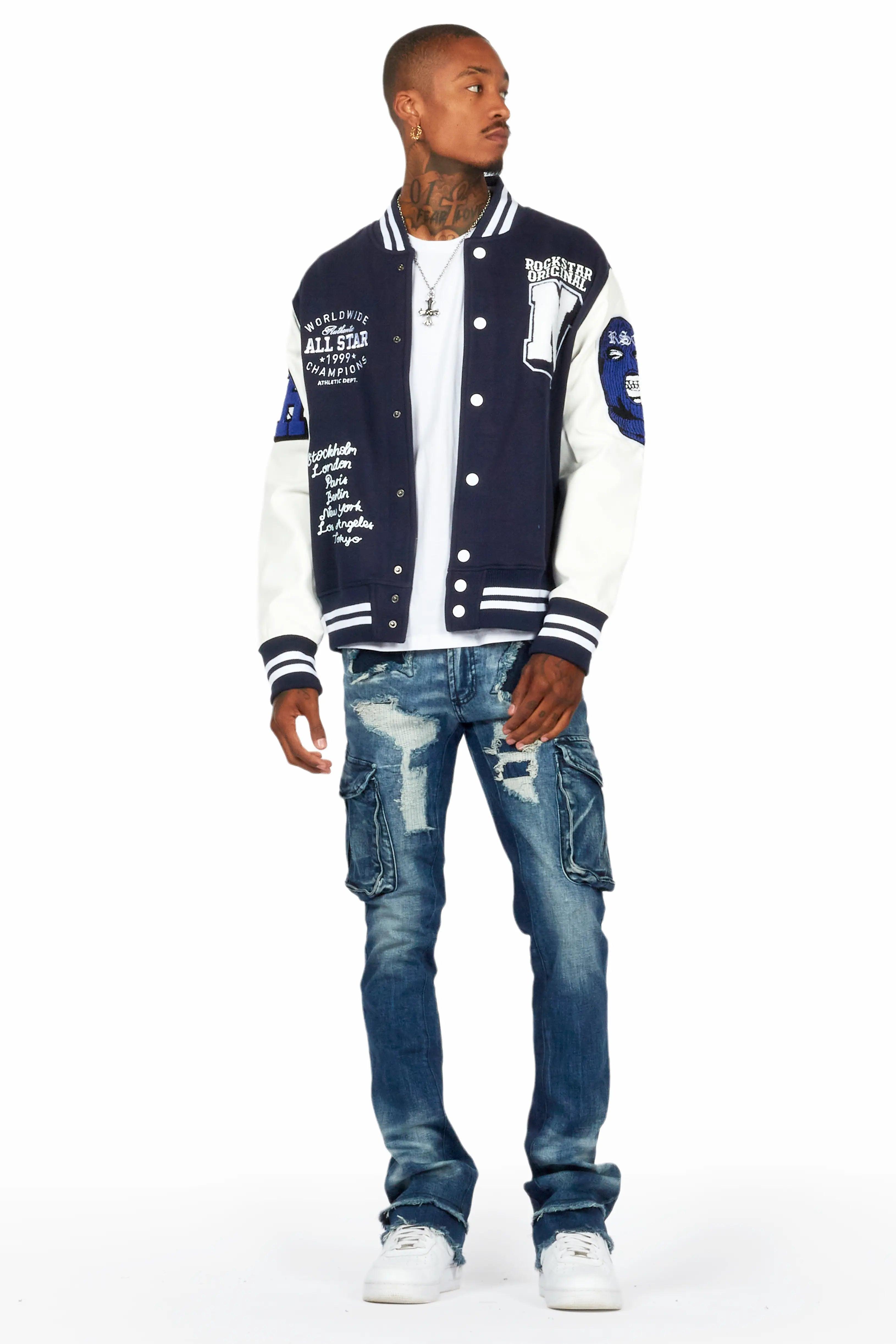 Ennis Navy Varsity Jacket Male Product Image