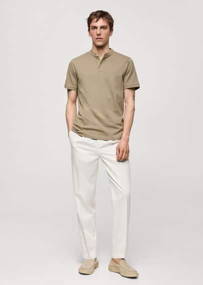 MANGO MAN - Cotton lyocell pleated pants off whiteMen Product Image