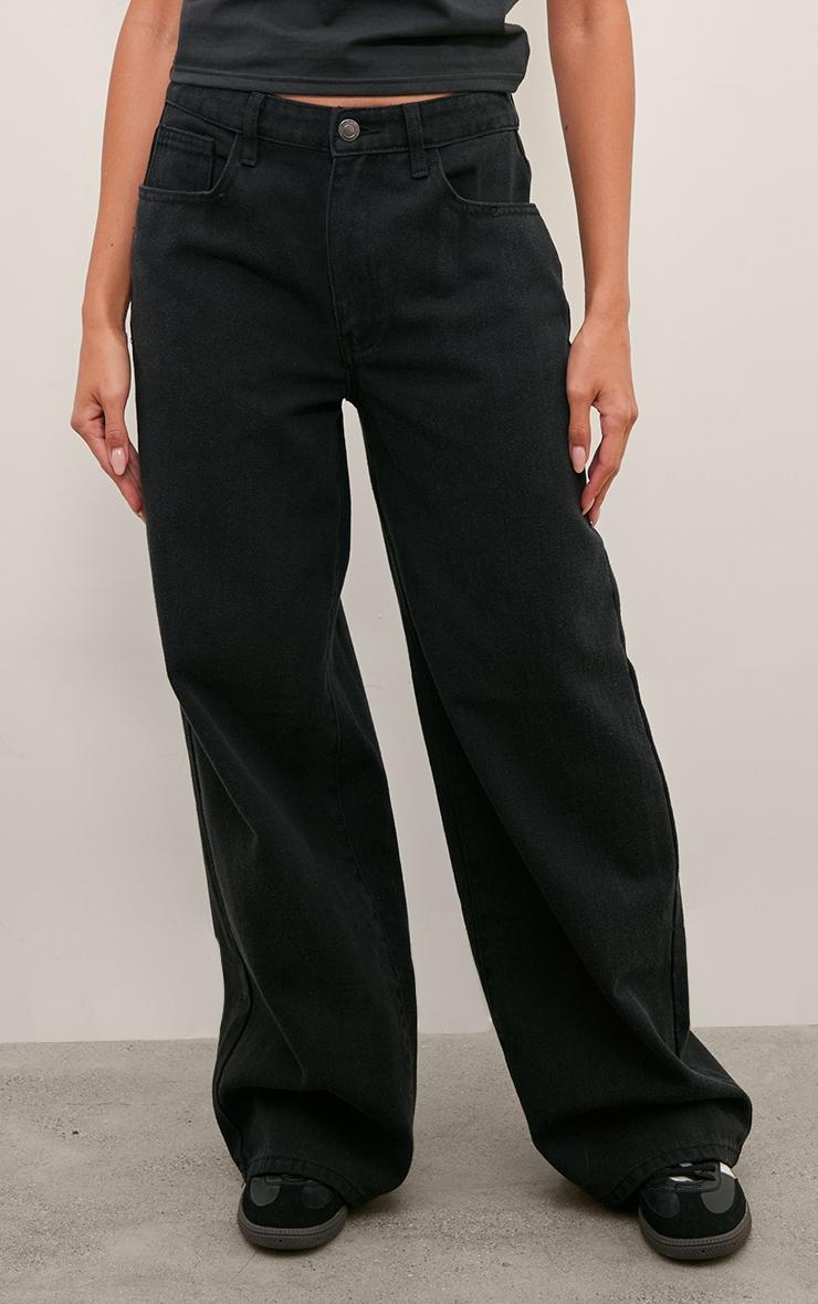 Washed Black Boyfriend Low Rise Jeans Product Image