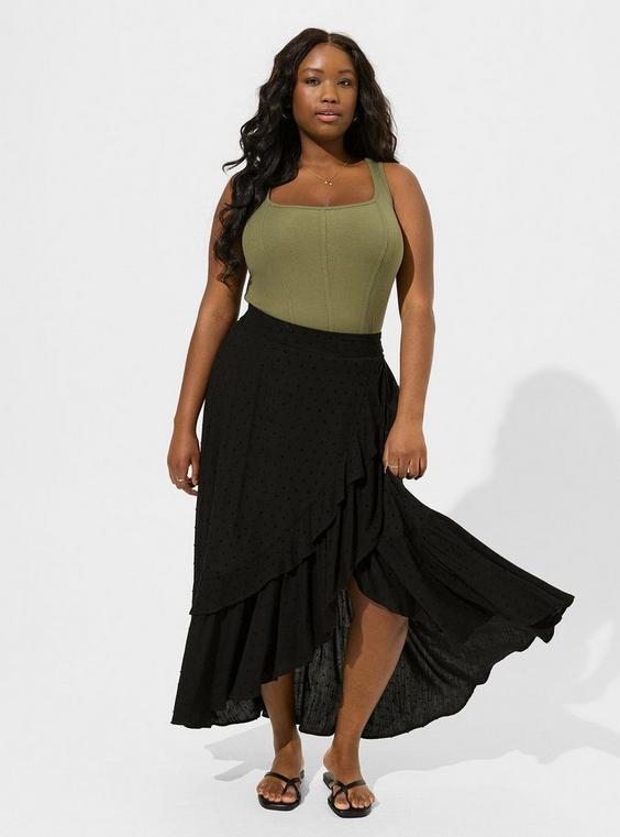 Maxi Swiss Dot Ruffle Hi-Low Skirt Product Image