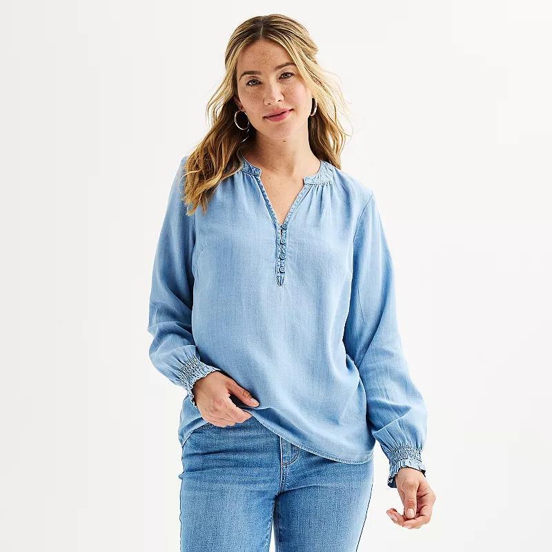 Womens Sonoma Goods For Life Smocked Wrist Popover product image