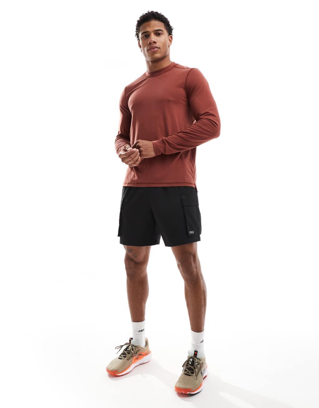 ASOS 4505 Icon performance jersey quick dry long sleeve training top in rust Product Image