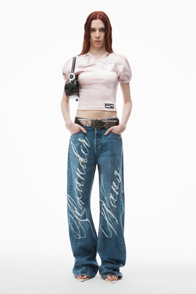 Laser Distressed Logo Jeans Product Image