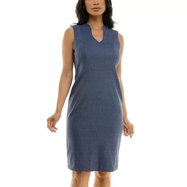 Womens Nina Leonard U-Neck Sheath Midi Dress Blue Product Image