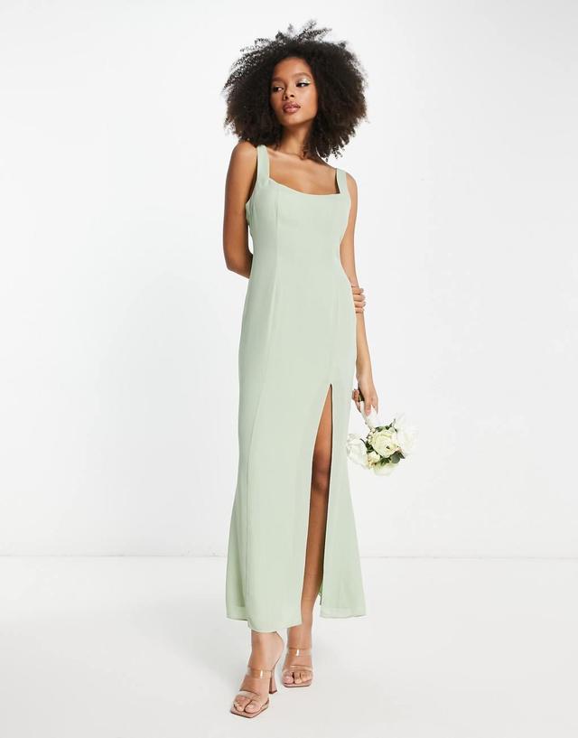 ASOS DESIGN Bridesmaid sweetheart button back detail maxi dress in sage Product Image