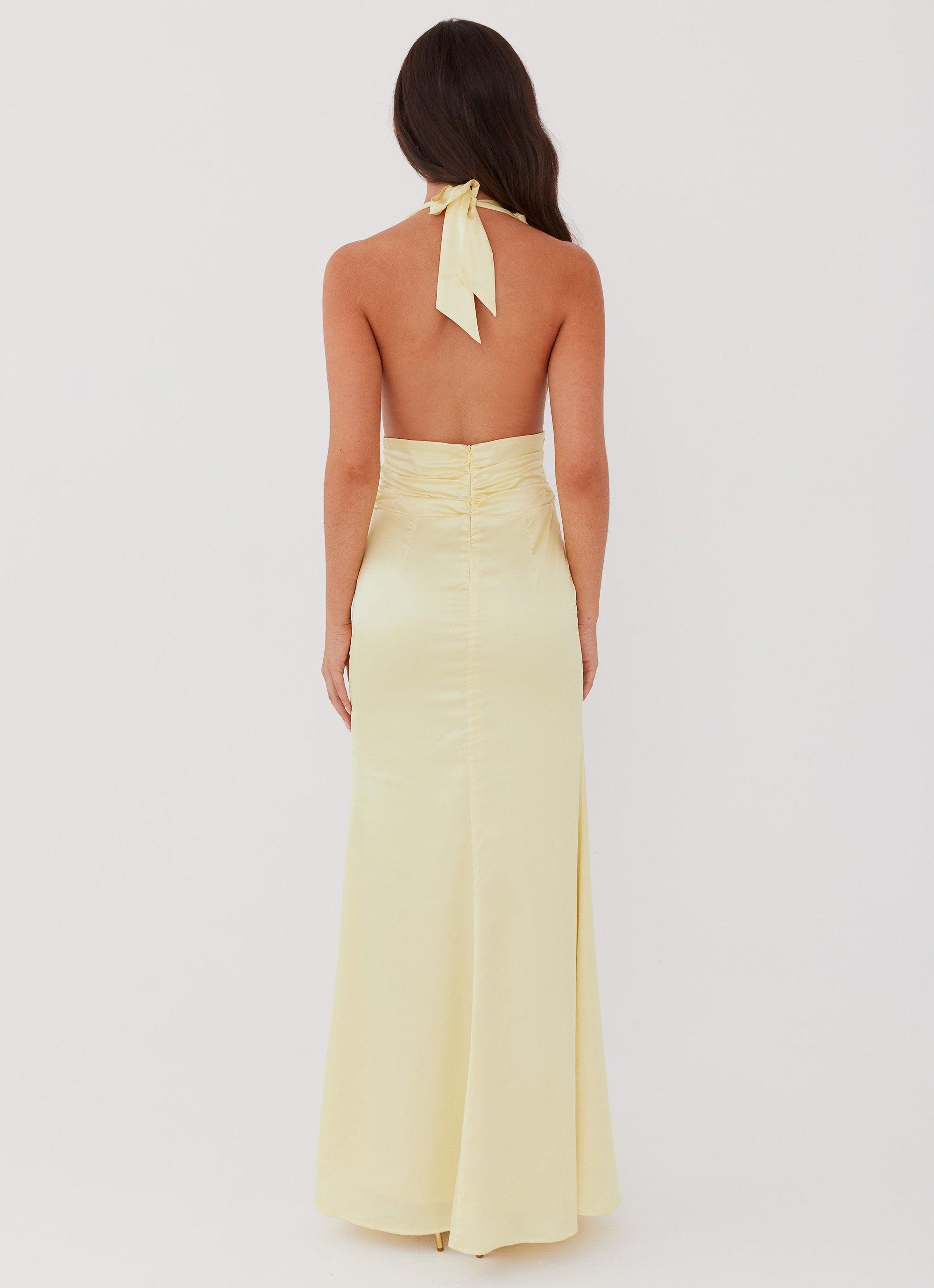 Lovelust Halterneck Maxi Dress - Lemon Product Image