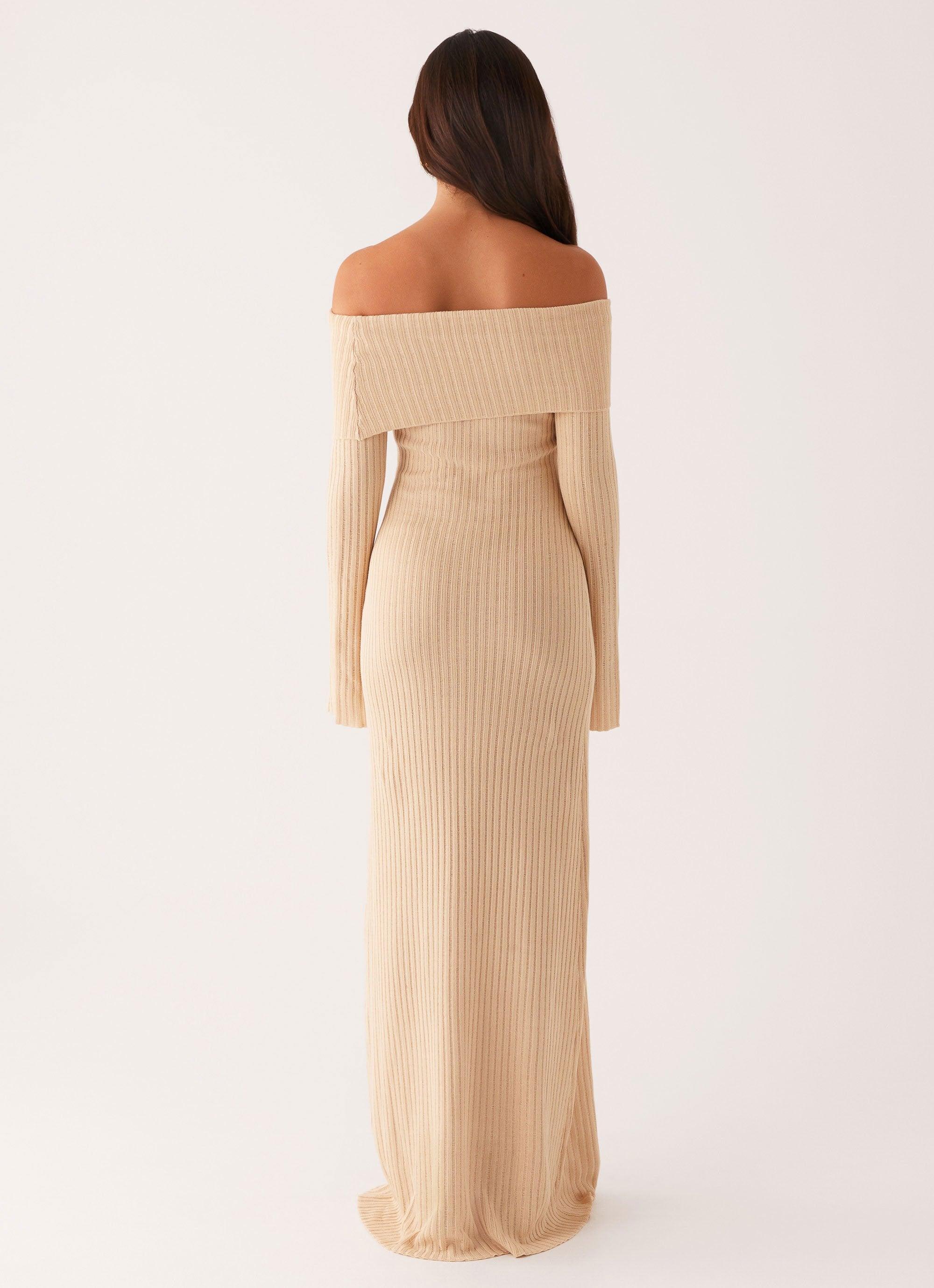 Jacqueline Knit Maxi Dress - Beige Product Image