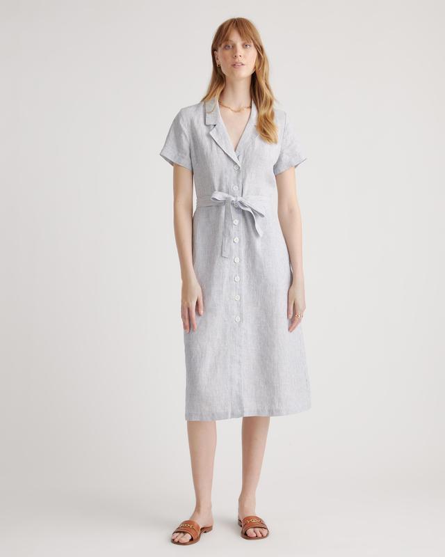 100% European Linen Button Front Dress Product Image