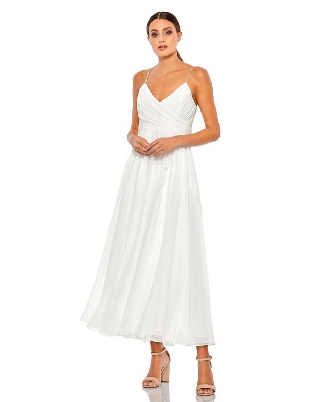 Ieena for Mac Duggal Faux Wrap Midi Cocktail Dress Product Image