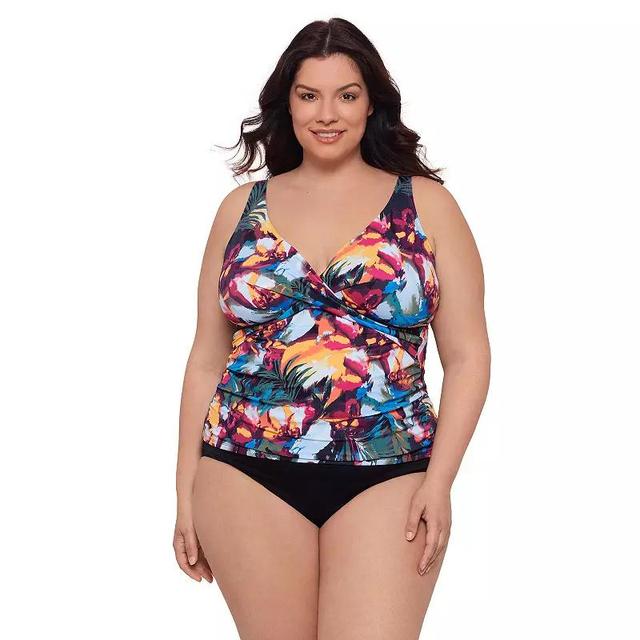 Plus Size Bal Harbour UPF 50 Cross Front Tankini Top, Womens Product Image