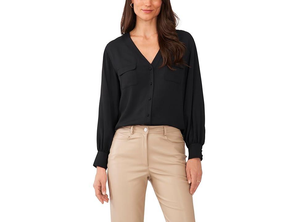 Vince Camuto V-Neck Button-Up Blouse (Rich ) Women's Clothing product image