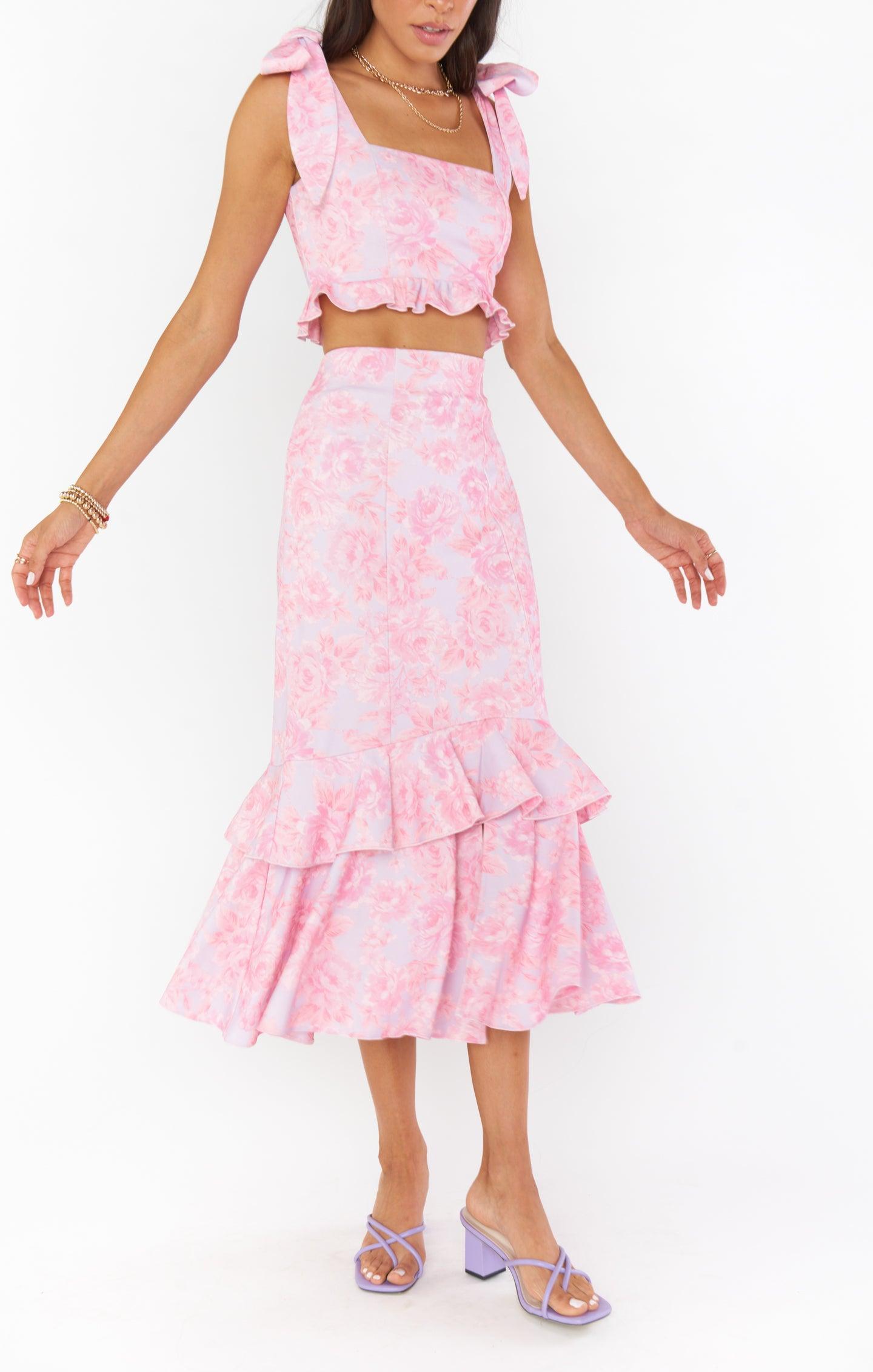 Dutchess Ruffle Skirt ~ Blushing Floral Stretch Product Image