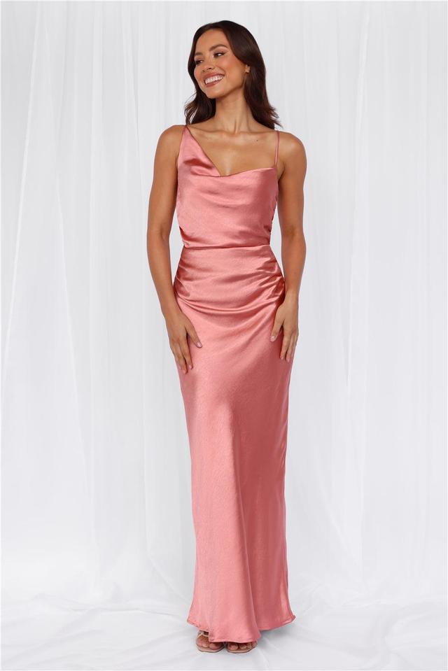 HELLO MOLLY The Madeline Cowl Satin Maxi Dress Rose Product Image