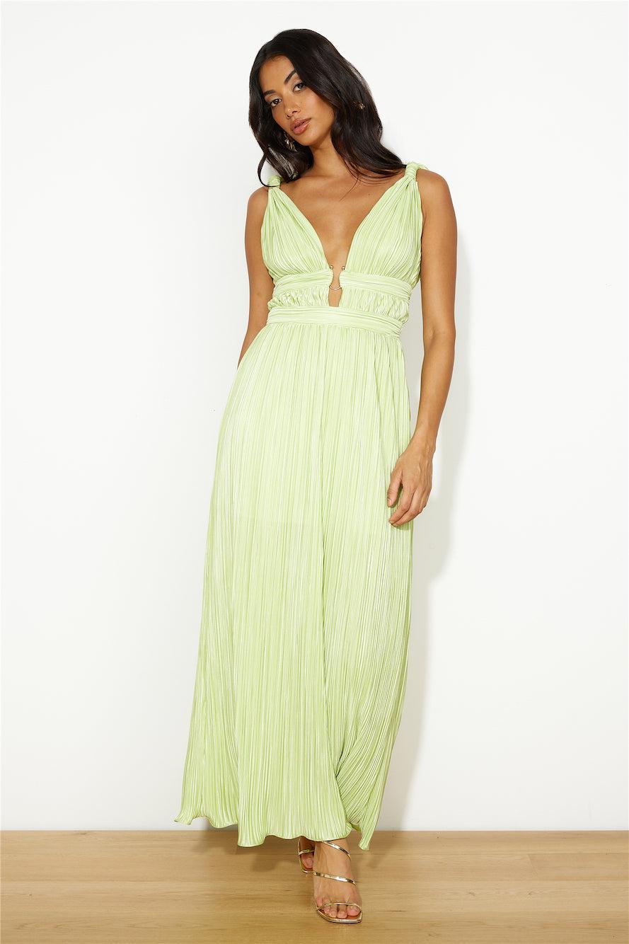 Plisse Magic Maxi Dress Green Product Image