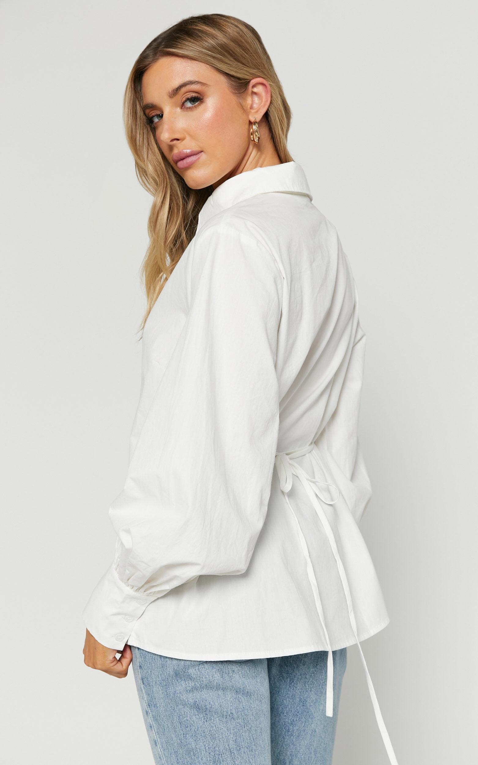 Tansu Long Sleeve Tie Back Shirt in White Product Image