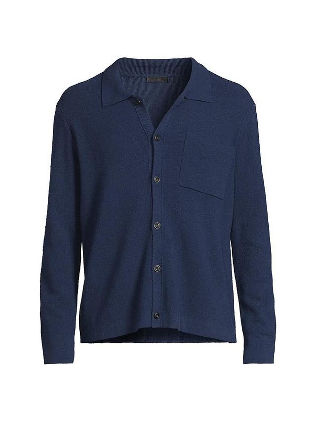 Mens Sw-Merino Wool Cotton Cashmere Blend Cardigan Jacket-Midnight Product Image