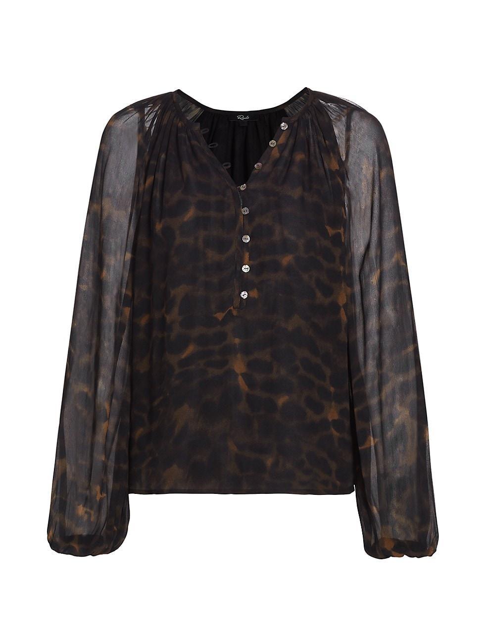 Womens Indi Sheer Leopard Blouse Product Image