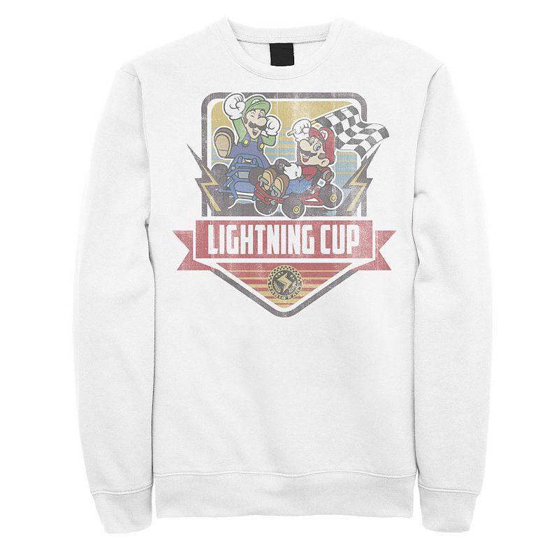 Mens Mario Kart Lightning Cup Faded Logo Sweatshirt White Product Image