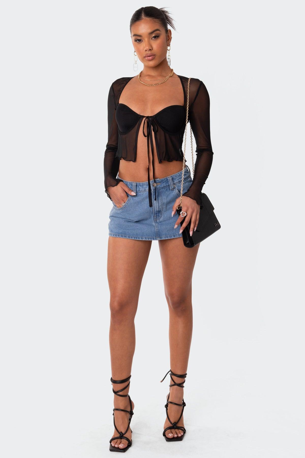 Tie Front Cupped Mesh Top Product Image