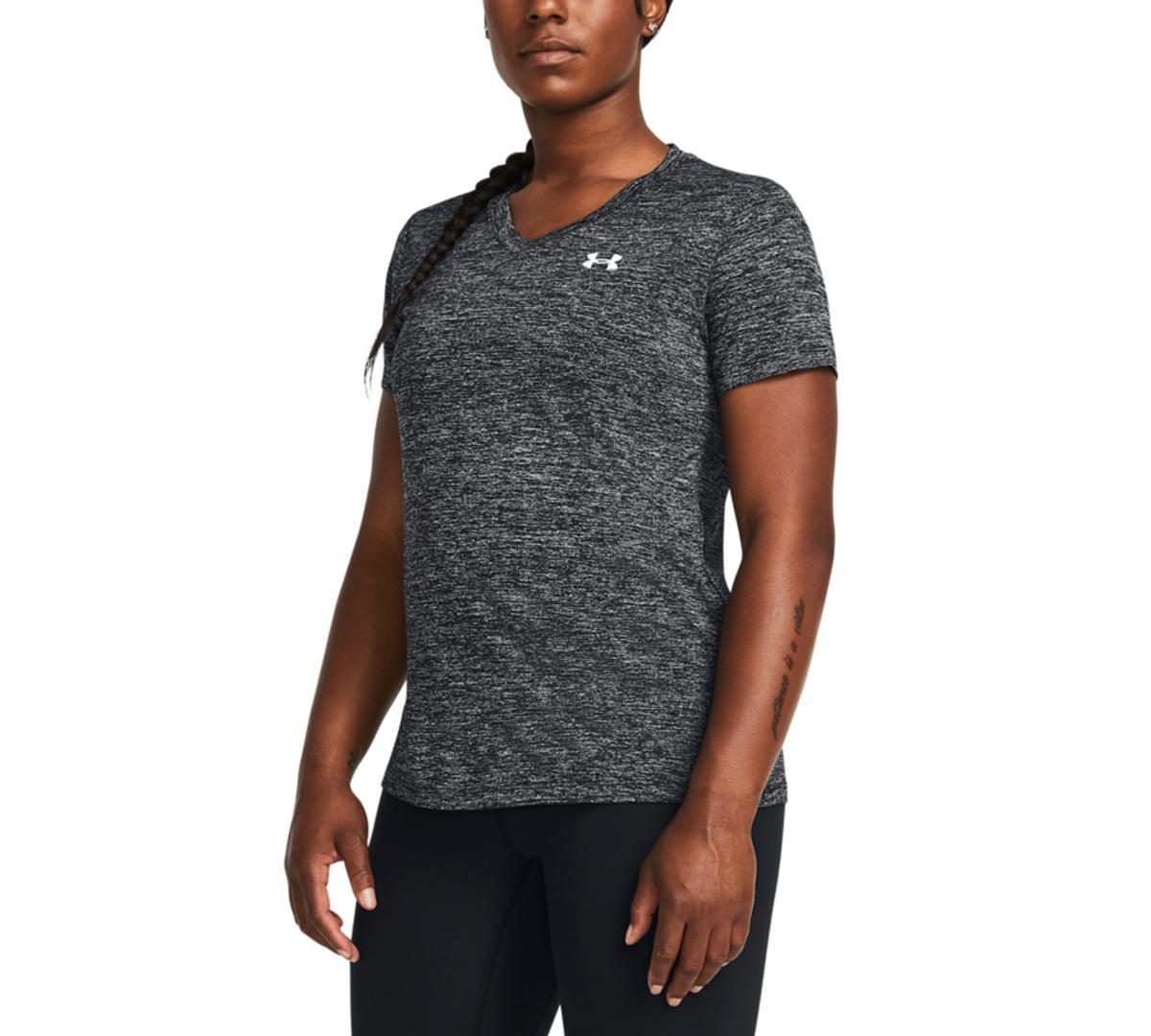 Under Armour Womens Twist Tech V-Neck Short-Sleeve Top - Rebel Pink / Product Image