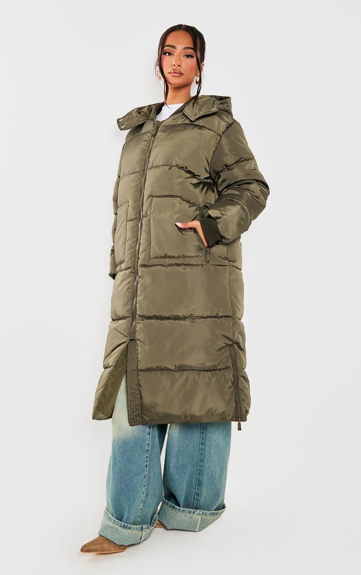 Petite Khaki Long Puffer Coat Product Image