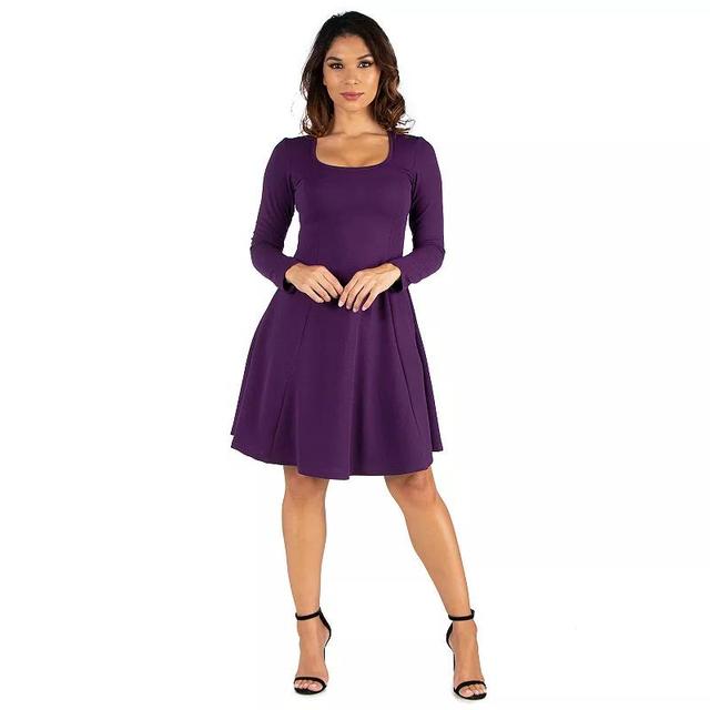 Womens 24seven Comfort Apparel Long Sleeve Knee Length Skater Dress Product Image