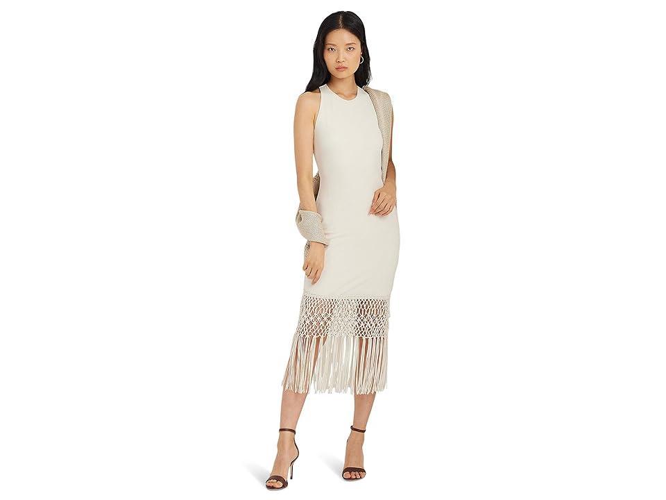 Lauren Ralph Lauren Fringe-Trim Sleeveless Cocktail Dress (Mascarpone Cream) Women's Dress Product Image