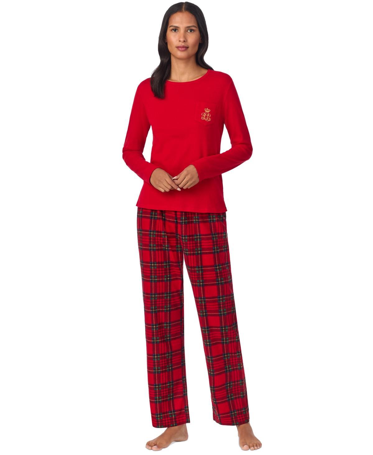 Lauren Ralph Lauren Womens Long-Sleeve Crewneck Pajama Set Product Image