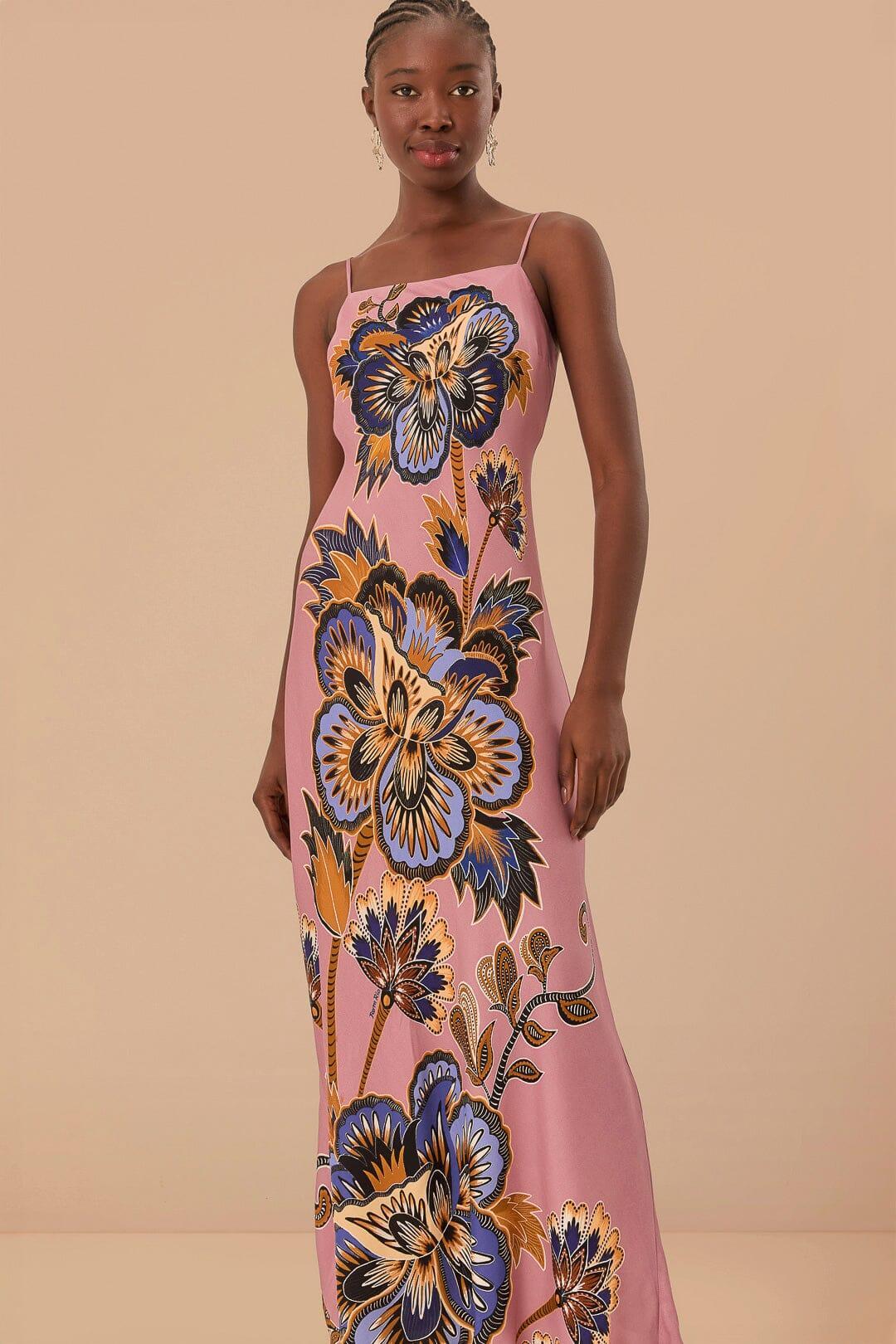 Pink Maxi Floral LENZING™ ECOVERO™ Viscose Slip Maxi Dress Product Image