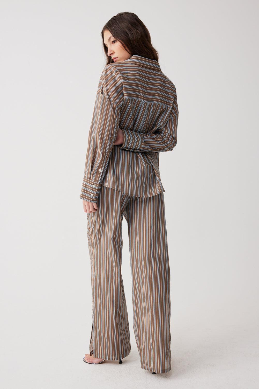 Daisy Striped Low Rise Pant - Ocean Stone Product Image